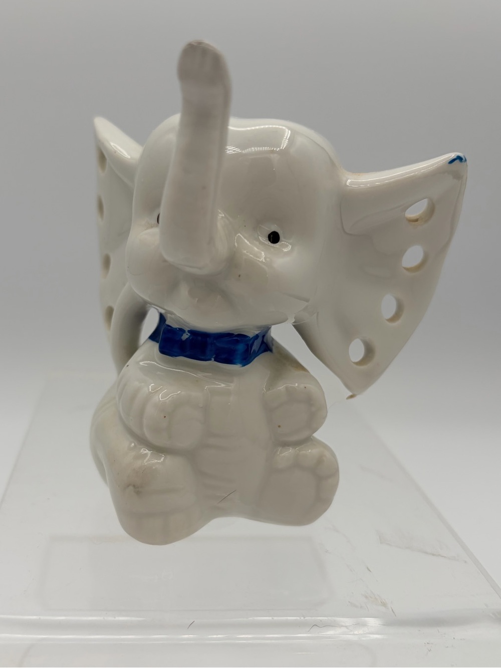 Retired Vintage Ceramic Elephant Earrings & Ring Holder Retro Kitch Dect